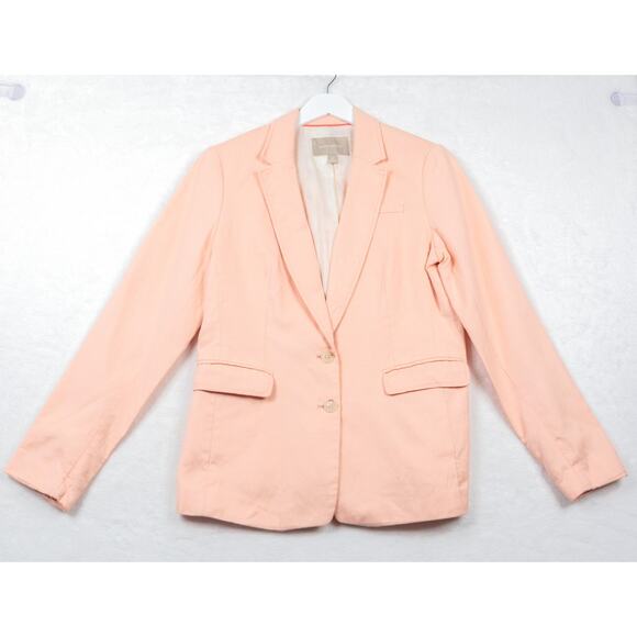 BANANA REPUBLIC‎ Linen Cotton Summer Jacket Corpcore Office Perfect Peach Sz 12 - Picture 3 of 11
